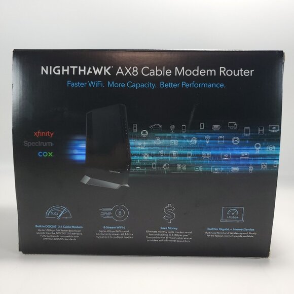 NETGEAR Nighthawk CAX80 AX6000 8-Stream Wi-Fi 6 Cable Modem Router - Tested - Picture 4 of 16